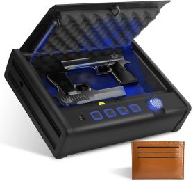 Gun Safe for Handguns Biometric Gun Safe for Pistols; 3 Ways to unlock; Fingerprint Gun Safe with Keys and Key Pad; Anti-Pry Mountable Safety Home Bed