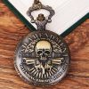 New 2ND AMENDMENT Bronze Skull Pendant Pocket Watch Men Watches with Necklace Chain Men Gift masculino relogio hombre Saati